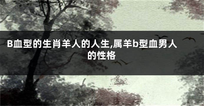 B血型的生肖羊人的人生,属羊b型血男人的性格