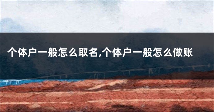 个体户一般怎么取名,个体户一般怎么做账