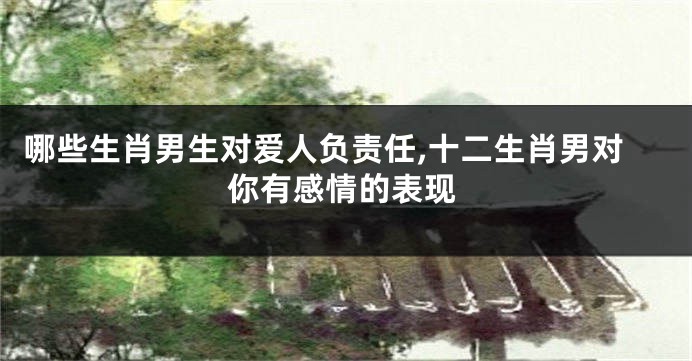 哪些生肖男生对爱人负责任,十二生肖男对你有感情的表现