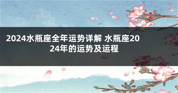 2024水瓶座全年运势详解 水瓶座2024年的运势及运程