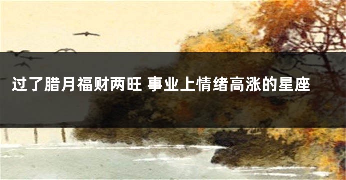 过了腊月福财两旺 事业上情绪高涨的星座