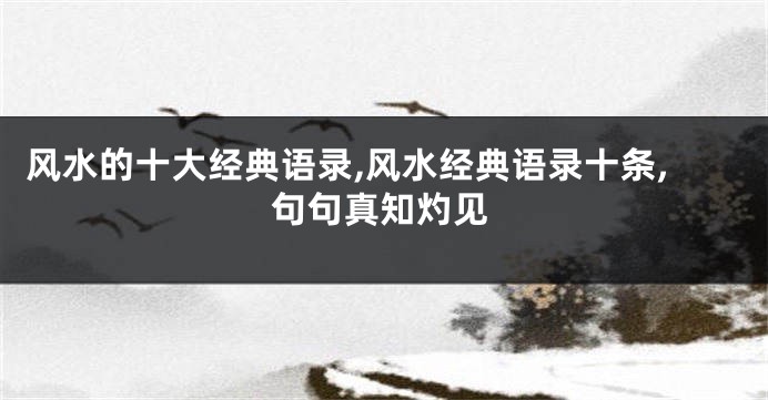 风水的十大经典语录,风水经典语录十条,句句真知灼见
