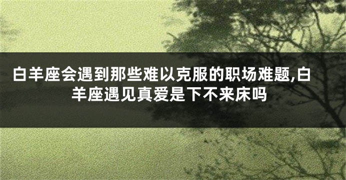 白羊座会遇到那些难以克服的职场难题,白羊座遇见真爱是下不来床吗