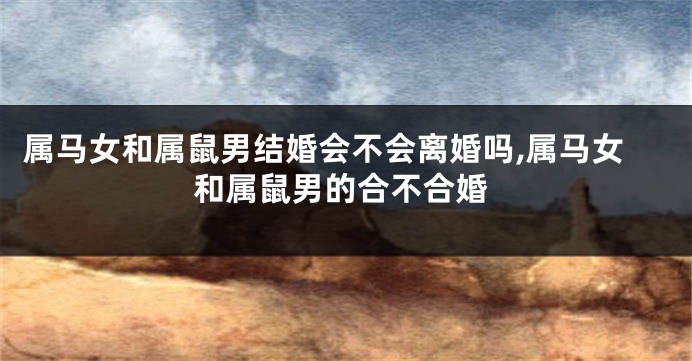 属马女和属鼠男结婚会不会离婚吗,属马女和属鼠男的合不合婚