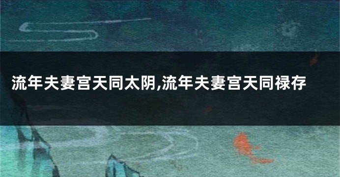 流年夫妻宫天同太阴,流年夫妻宫天同禄存