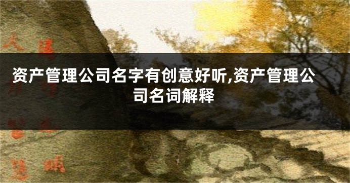 资产管理公司名字有创意好听,资产管理公司名词解释