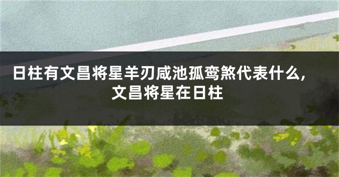 日柱有文昌将星羊刃咸池孤鸾煞代表什么,文昌将星在日柱