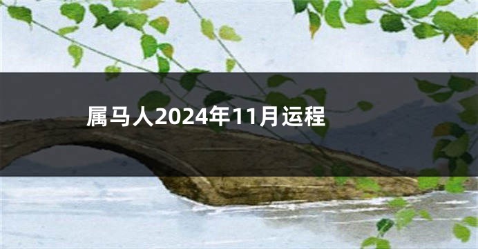 属马人2024年11月运程