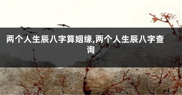 两个人生辰八字算姻缘,两个人生辰八字查询