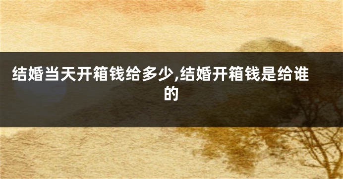 结婚当天开箱钱给多少,结婚开箱钱是给谁的