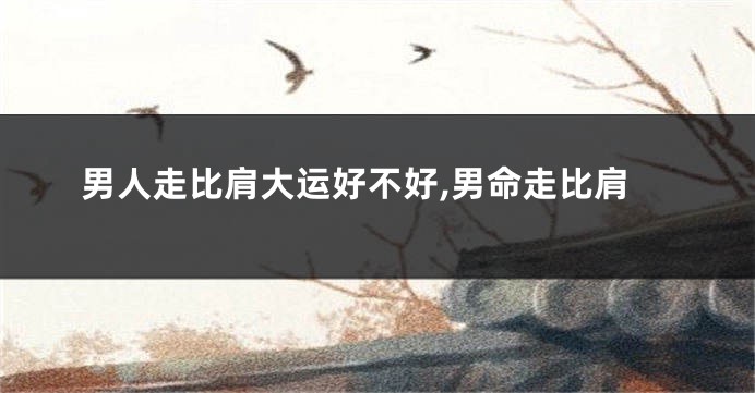 男人走比肩大运好不好,男命走比肩