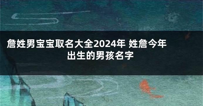 詹姓男宝宝取名大全2024年 姓詹今年出生的男孩名字
