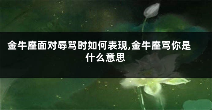 金牛座面对辱骂时如何表现,金牛座骂你是什么意思