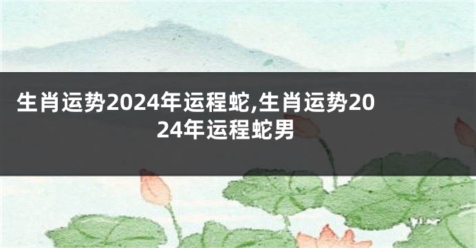 生肖运势2024年运程蛇,生肖运势2024年运程蛇男
