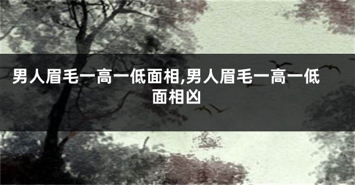 男人眉毛一高一低面相,男人眉毛一高一低面相凶