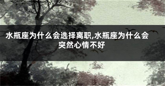 水瓶座为什么会选择离职,水瓶座为什么会突然心情不好