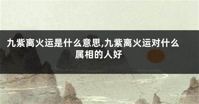 九紫离火运是什么意思,九紫离火运对什么属相的人好