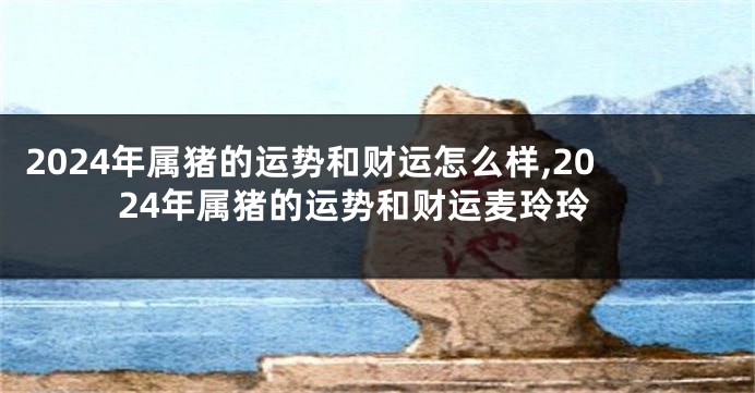 2024年属猪的运势和财运怎么样,2024年属猪的运势和财运麦玲玲