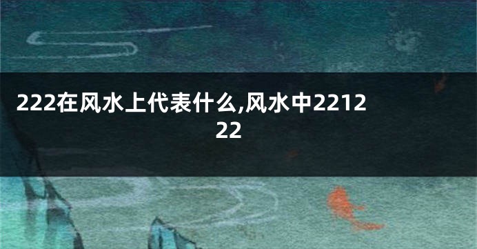 222在风水上代表什么,风水中221222