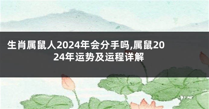 生肖属鼠人2024年会分手吗,属鼠2024年运势及运程详解