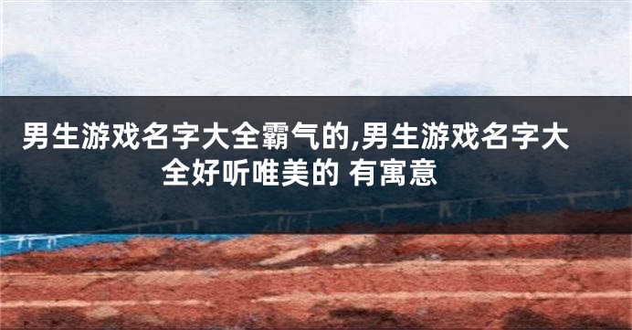 男生游戏名字大全霸气的,男生游戏名字大全好听唯美的 有寓意