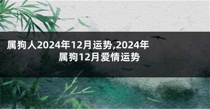 属狗人2024年12月运势,2024年属狗12月爱情运势