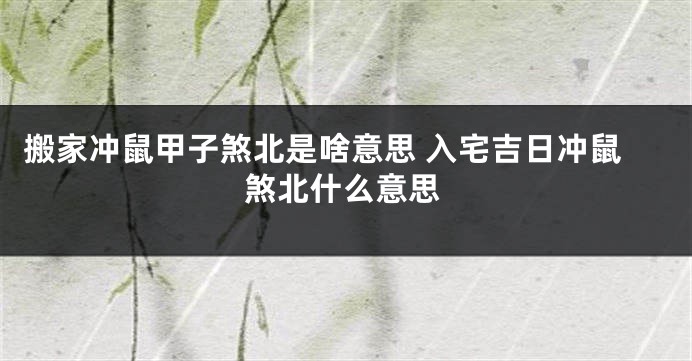 搬家冲鼠甲子煞北是啥意思 入宅吉日冲鼠煞北什么意思
