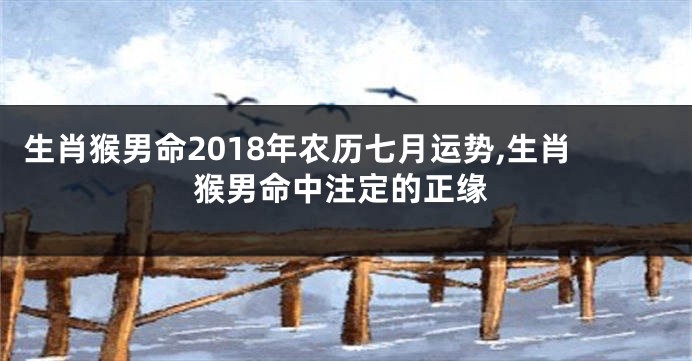 生肖猴男命2018年农历七月运势,生肖猴男命中注定的正缘