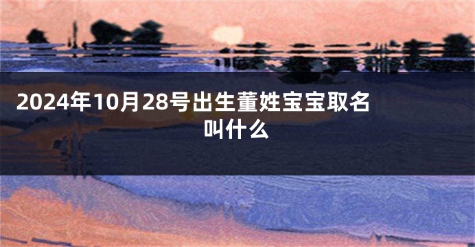 2024年10月28号出生董姓宝宝取名叫什么