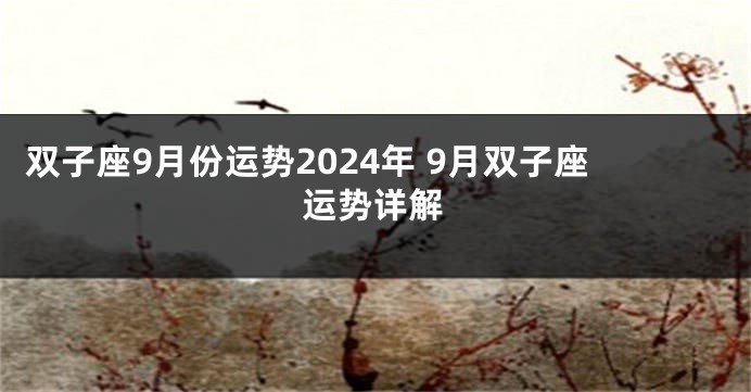 双子座9月份运势2024年 9月双子座运势详解