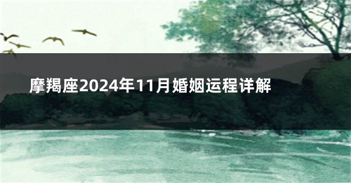 摩羯座2024年11月婚姻运程详解