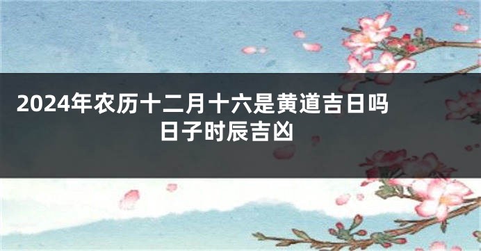 2024年农历十二月十六是黄道吉日吗 日子时辰吉凶 