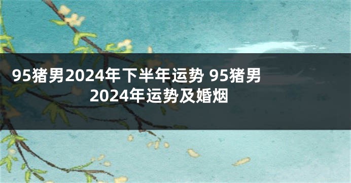 95猪男2024年下半年运势 95猪男2024年运势及婚烟