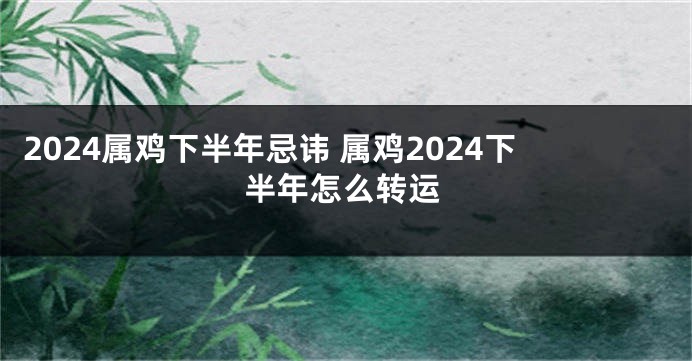 2024属鸡下半年忌讳 属鸡2024下半年怎么转运