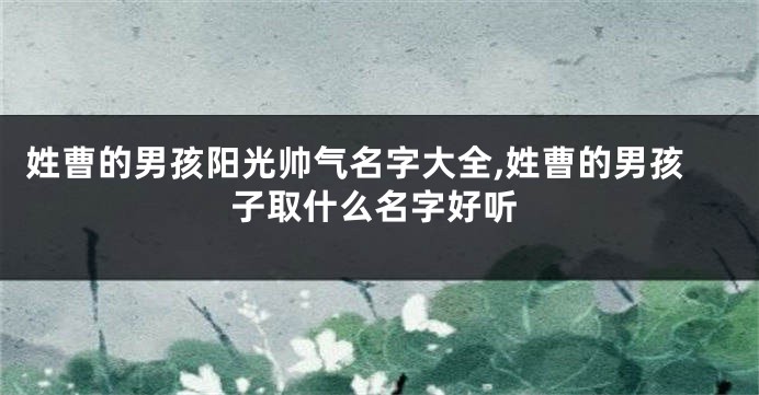 姓曹的男孩阳光帅气名字大全,姓曹的男孩子取什么名字好听