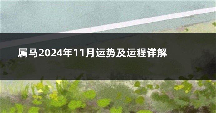 属马2024年11月运势及运程详解