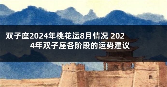 双子座2024年桃花运8月情况 2024年双子座各阶段的运势建议