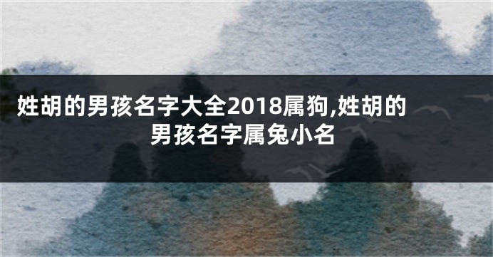 姓胡的男孩名字大全2018属狗,姓胡的男孩名字属兔小名