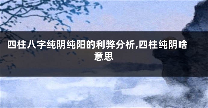 四柱八字纯阴纯阳的利弊分析,四柱纯阴啥意思