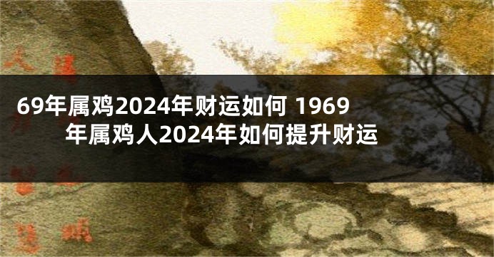 69年属鸡2024年财运如何 1969年属鸡人2024年如何提升财运