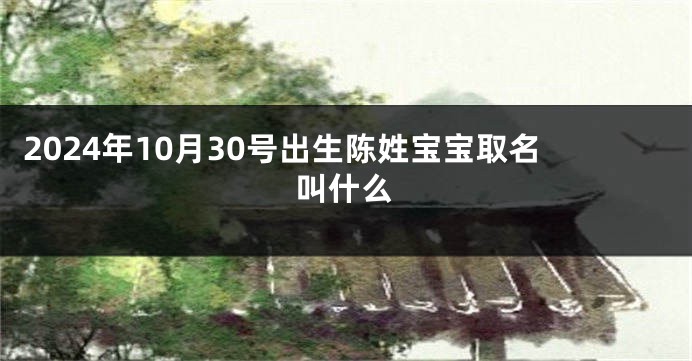 2024年10月30号出生陈姓宝宝取名叫什么