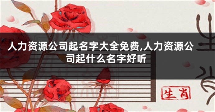 人力资源公司起名字大全免费,人力资源公司起什么名字好听