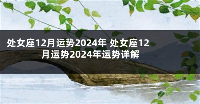 处女座12月运势2024年 处女座12月运势2024年运势详解