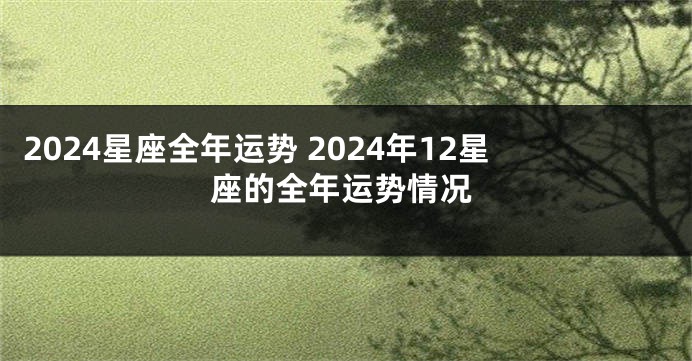 2024星座全年运势 2024年12星座的全年运势情况