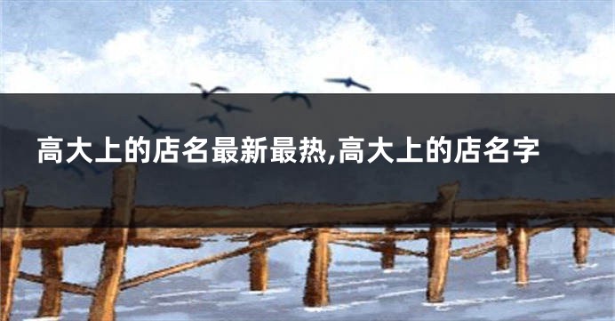 高大上的店名最新最热,高大上的店名字
