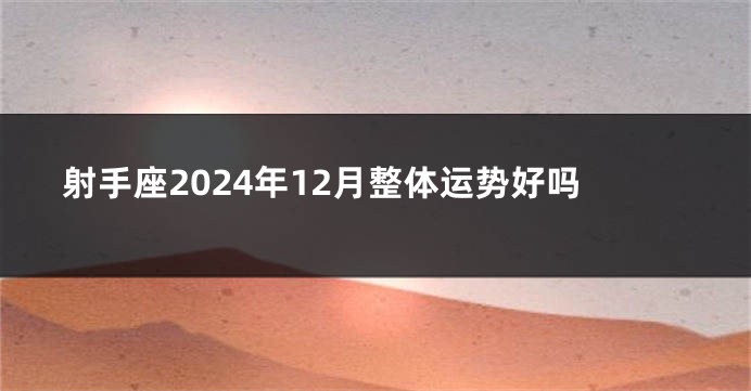 射手座2024年12月整体运势好吗