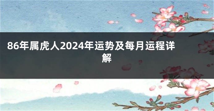 86年属虎人2024年运势及每月运程详解