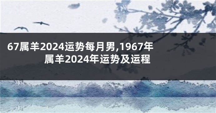 67属羊2024运势每月男,1967年属羊2024年运势及运程