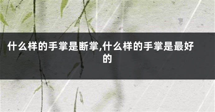 什么样的手掌是断掌,什么样的手掌是最好的