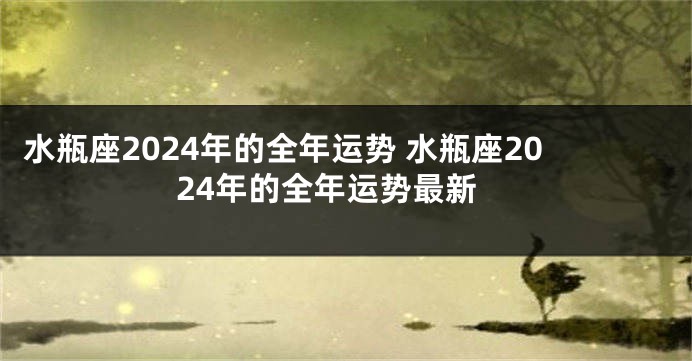 水瓶座2024年的全年运势 水瓶座2024年的全年运势最新